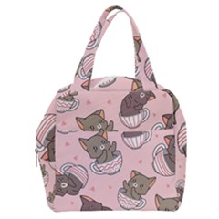 Seamless Pattern Adorable Cat Inside Cup Boxy Hand Bag