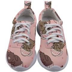 Seamless Pattern Adorable Cat Inside Cup Kids Athletic Shoes by Jancukart