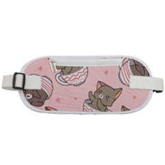 Seamless Pattern Adorable Cat Inside Cup Rounded Waist Pouch