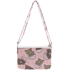 Seamless Pattern Adorable Cat Inside Cup Double Gusset Crossbody Bag