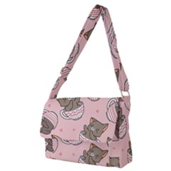 Seamless Pattern Adorable Cat Inside Cup Full Print Messenger Bag (m)