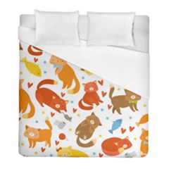 Seamless Pattern With Kittens White Background Duvet Cover (full/ Double Size)