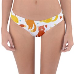 Seamless Pattern With Kittens White Background Reversible Hipster Bikini Bottoms