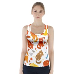 Seamless Pattern With Kittens White Background Racer Back Sports Top