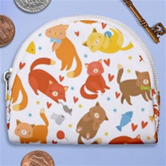 Seamless Pattern With Kittens White Background Horseshoe Style Canvas Pouch