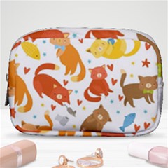 Seamless Pattern With Kittens White Background Make Up Pouch (small)