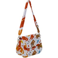 Seamless Pattern With Kittens White Background Saddle Handbag