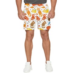 Seamless Pattern With Kittens White Background Men s Runner Shorts