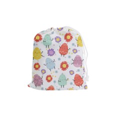 Easter Seamless Pattern With Cute Eggs Flowers Drawstring Pouch (medium)