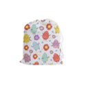 Easter Seamless Pattern With Cute Eggs Flowers Drawstring Pouch (Medium) View1