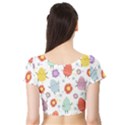 Easter Seamless Pattern With Cute Eggs Flowers Short Sleeve Crop Top View2