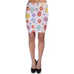 Easter Seamless Pattern With Cute Eggs Flowers Bodycon Skirt