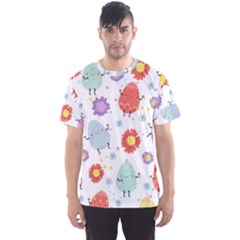 Easter Seamless Pattern With Cute Eggs Flowers Men s Sport Mesh Tee