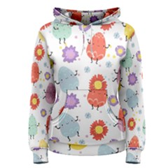 Easter Seamless Pattern With Cute Eggs Flowers Women s Pullover Hoodie