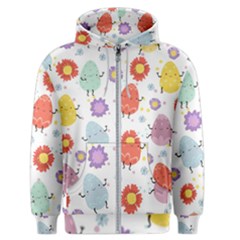 Easter Seamless Pattern With Cute Eggs Flowers Men s Zipper Hoodie