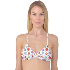 Easter Seamless Pattern With Cute Eggs Flowers Reversible Tri Bikini Top