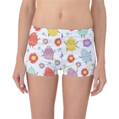 Easter Seamless Pattern With Cute Eggs Flowers Reversible Boyleg Bikini Bottoms