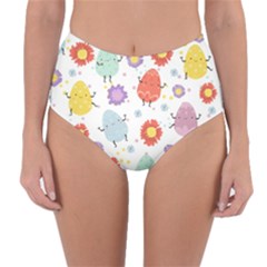 Easter Seamless Pattern With Cute Eggs Flowers Reversible High-waist Bikini Bottoms by Jancukart