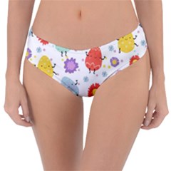 Easter Seamless Pattern With Cute Eggs Flowers Reversible Classic Bikini Bottoms