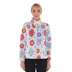 Easter Seamless Pattern With Cute Eggs Flowers Women s Bomber Jacket