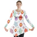 Easter Seamless Pattern With Cute Eggs Flowers Long Sleeve Tunic  View1