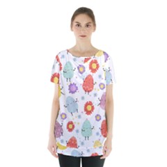 Easter Seamless Pattern With Cute Eggs Flowers Skirt Hem Sports Top