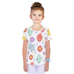 Easter Seamless Pattern With Cute Eggs Flowers Kids  One Piece Tee