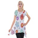 Easter Seamless Pattern With Cute Eggs Flowers Short Sleeve Side Drop Tunic View1