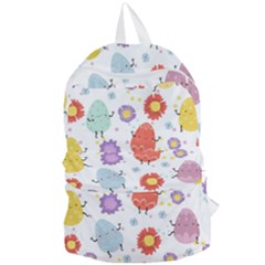 Easter Seamless Pattern With Cute Eggs Flowers Foldable Lightweight Backpack