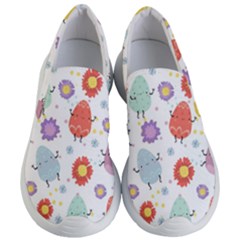 Easter Seamless Pattern With Cute Eggs Flowers Women s Lightweight Slip Ons by Jancukart