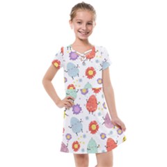 Easter Seamless Pattern With Cute Eggs Flowers Kids  Cross Web Dress by Jancukart