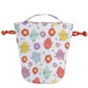 Easter Seamless Pattern With Cute Eggs Flowers Drawstring Bucket Bag View2