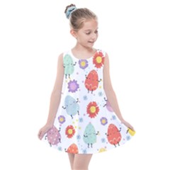 Easter Seamless Pattern With Cute Eggs Flowers Kids  Summer Dress by Jancukart