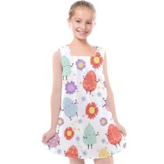 Easter Seamless Pattern With Cute Eggs Flowers Kids  Cross Back Dress by Jancukart