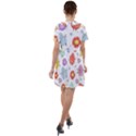 Easter Seamless Pattern With Cute Eggs Flowers Short Sleeve Shoulder Cut Out Dress  View2