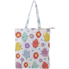 Easter Seamless Pattern With Cute Eggs Flowers Double Zip Up Tote Bag