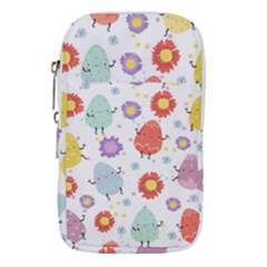 Easter Seamless Pattern With Cute Eggs Flowers Waist Pouch (small)