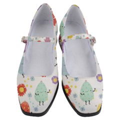 Easter Seamless Pattern With Cute Eggs Flowers Women s Mary Jane Shoes