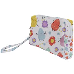 Easter Seamless Pattern With Cute Eggs Flowers Wristlet Pouch Bag (small)