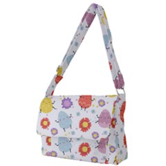 Easter Seamless Pattern With Cute Eggs Flowers Full Print Messenger Bag (l) by Jancukart