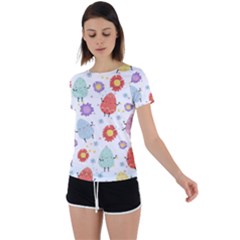 Easter Seamless Pattern With Cute Eggs Flowers Back Circle Cutout Sports Tee by Jancukart