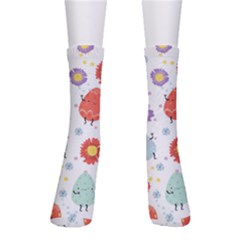 Easter Seamless Pattern With Cute Eggs Flowers Crew Socks