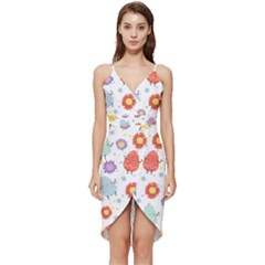 Easter Seamless Pattern With Cute Eggs Flowers Wrap Frill Dress