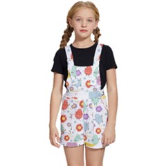 Easter Seamless Pattern With Cute Eggs Flowers Kids  Short Overalls