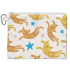 Cute Cats Seamless Pattern With Stars Funny Drawing Kittens Canvas Cosmetic Bag (xxl)