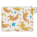 Cute Cats Seamless Pattern With Stars Funny Drawing Kittens Canvas Cosmetic Bag (XXL) View2