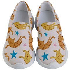 Cute Cats Seamless Pattern With Stars Funny Drawing Kittens Kids Lightweight Slip Ons by Jancukart