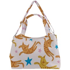 Cute Cats Seamless Pattern With Stars Funny Drawing Kittens Double Compartment Shoulder Bag