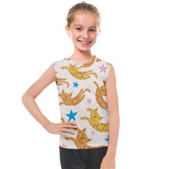 Cute Cats Seamless Pattern With Stars Funny Drawing Kittens Kids  Mesh Tank Top