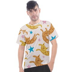 Cute Cats Seamless Pattern With Stars Funny Drawing Kittens Men s Sport Top by Jancukart